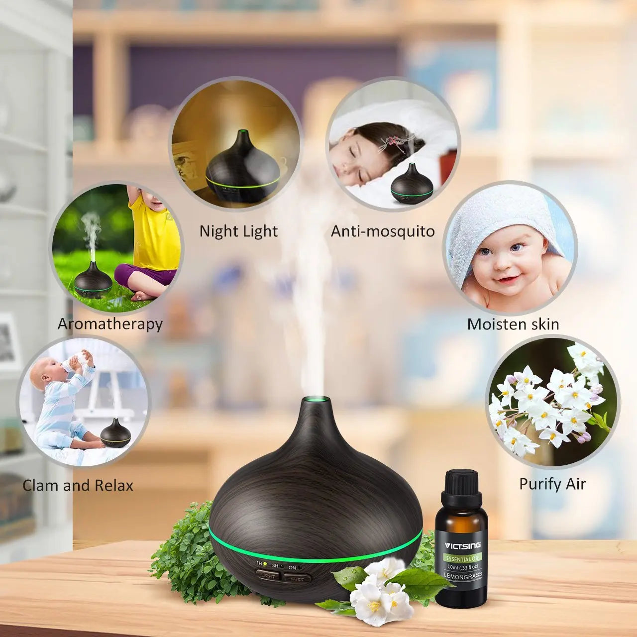 2023 NEW Onion head wood grain 150ml aromatherapy humidifier