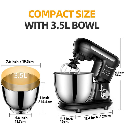 1pc Stand Mixer, Tilt-head Mixers, Kitchen Electric Dough Mixer, For Household Aids, 1000W 3.5L Stainless Steel Bowl (EU plug）